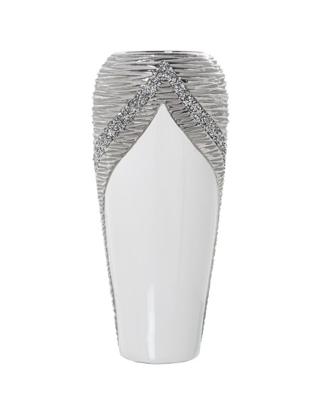 Jarrón cerámica blanco con brillo grande