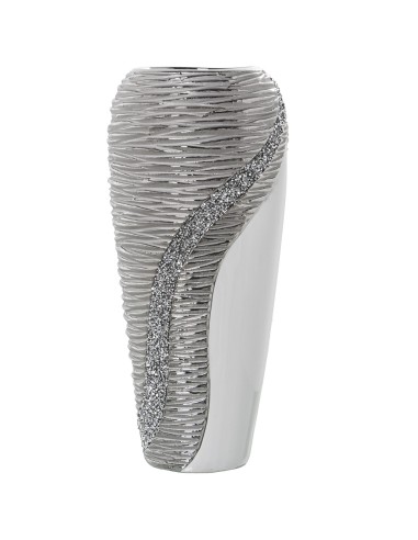 Jarrón cerámica blanco con brillo grande