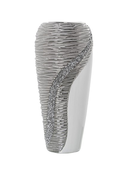 Jarrón cerámica blanco con brillo grande