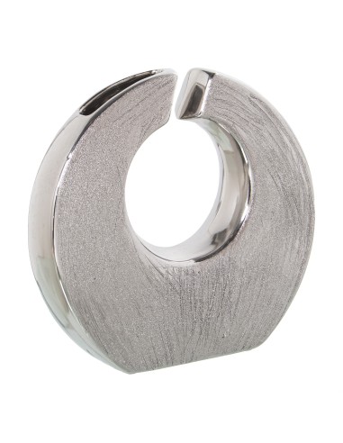 Jarrón cerámica plata bajo