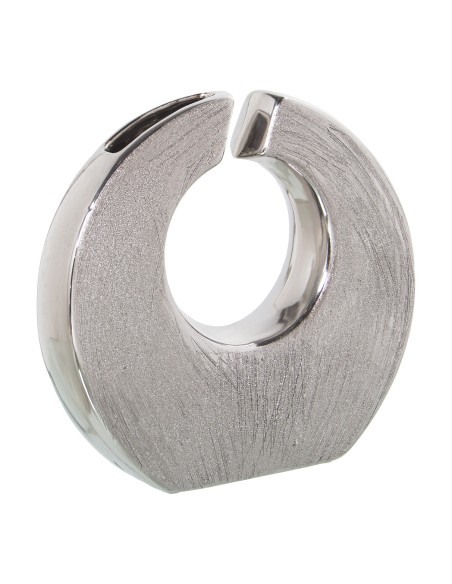 Jarrón cerámica plata bajo