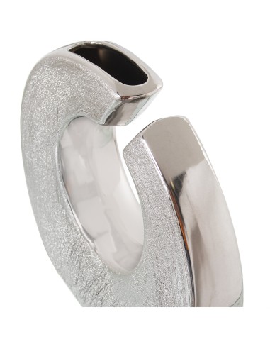 Jarrón cerámica plata bajo