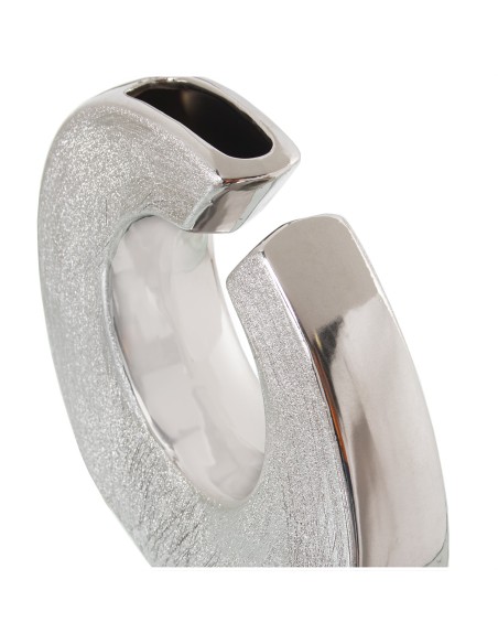Jarrón cerámica plata bajo