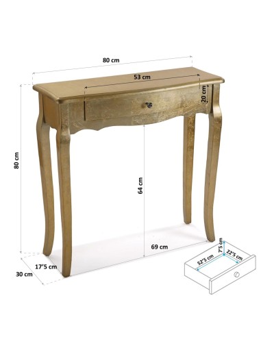 Mueble de entrada dorada