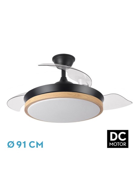 Ventilador de techo 3 aspas negro/haya evros pequeño