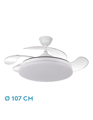 Ventilador blanco 4 aspas luz led