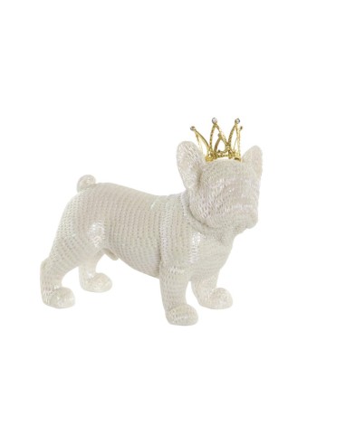 Figura perro blanco con corona