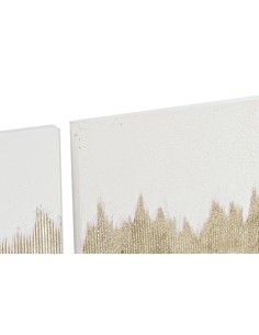 Cuadro en lienzo abstracto blanco y oro 2