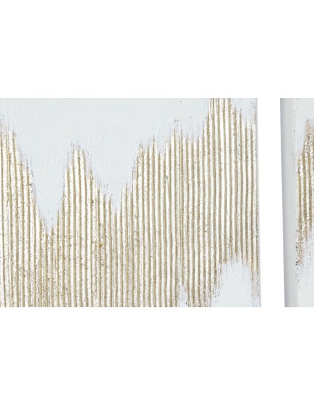 Cuadro en lienzo abstracto blanco y oro