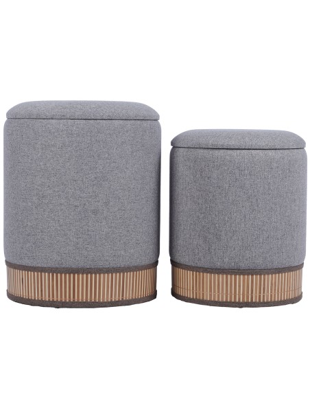 Set 2 Pufs con Tapa en Gris
