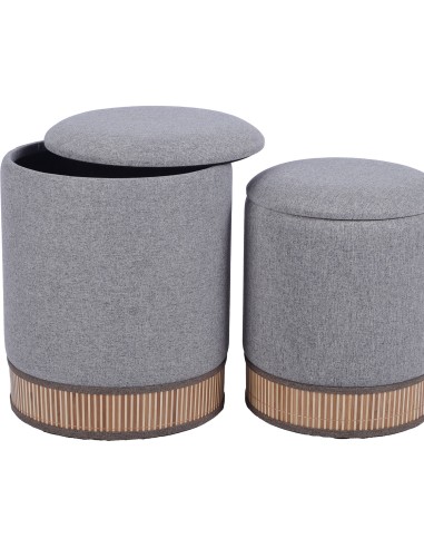 Set 2 Pufs con Tapa en Gris