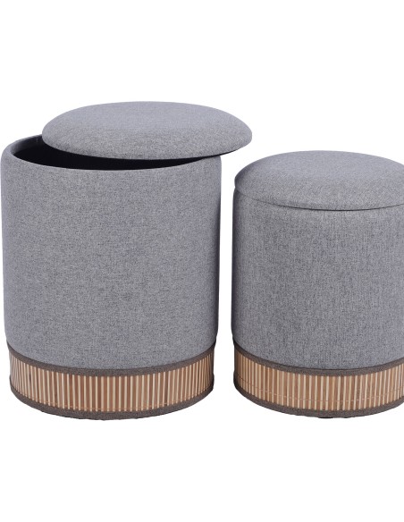 Set 2 Pufs con Tapa en Gris