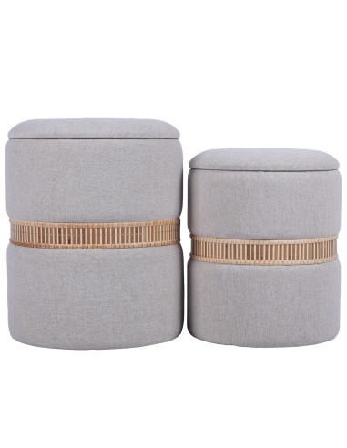 Set 2 Pufs con Tapa en Beige