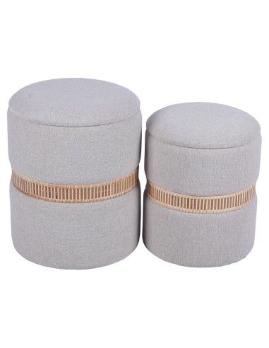 Set 2 Pufs con Tapa en Beige