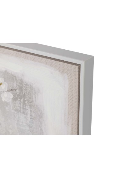 Cuadro lienzo almendro con marco blanco