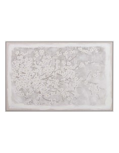 Cuadro lienzo almendro con marco blanco