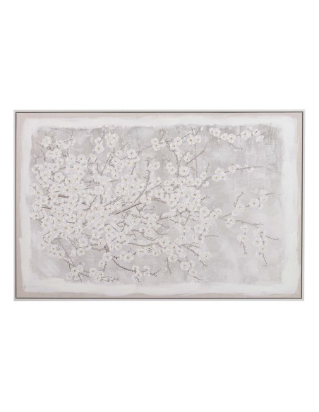 Cuadro lienzo almendro con marco blanco