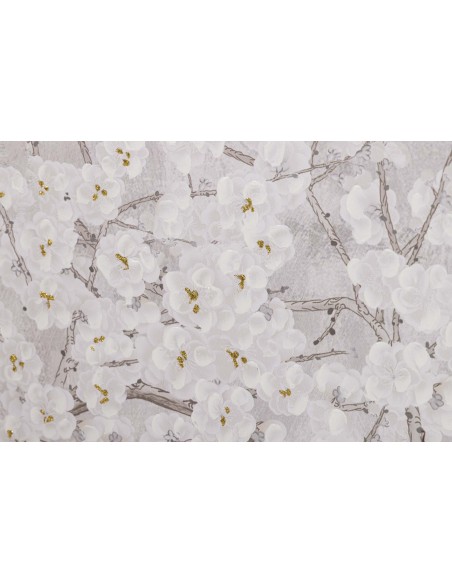 Cuadro lienzo almendro con marco blanco