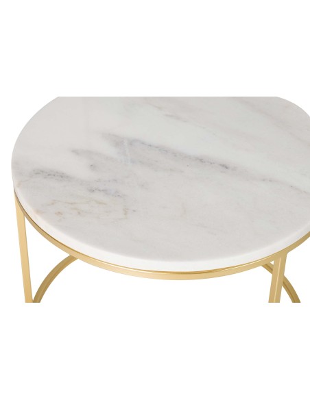 Juego de 2 mesas mármol con pie dorado