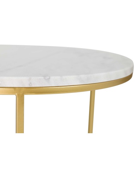 Juego de 2 mesas mármol con pie dorado