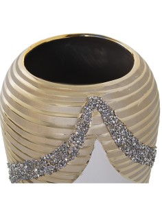 Jarrón cerámica blanco/champagne grande 2