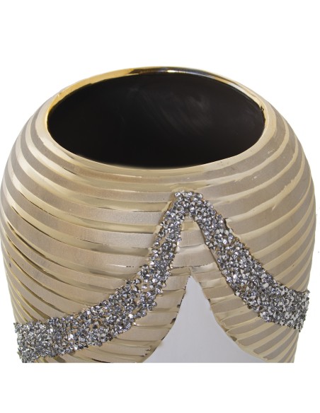 Jarrón cerámica blanco/champagne grande