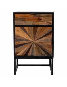 Mesita de madera y metal con cajón y puerta 2