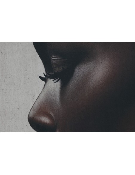 Cuadro en lienzo de africana con moldura negra