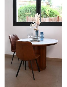 Silla de piel en color camel 2