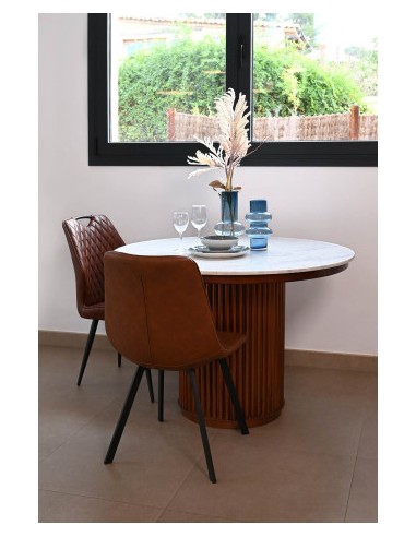 Silla de piel en color camel