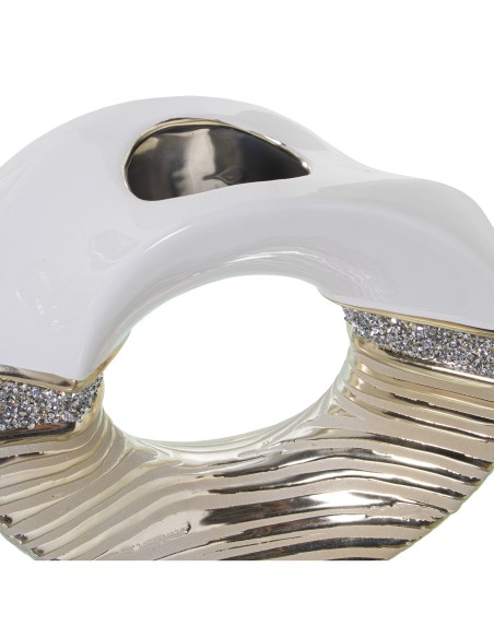 Jarrón de Cerámica blanco y champagne