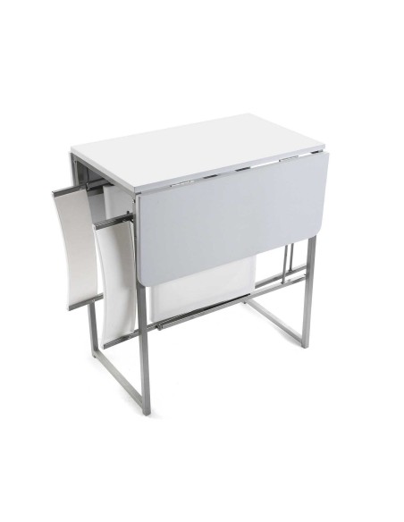 Mesa blanca plegable con 2 sillas