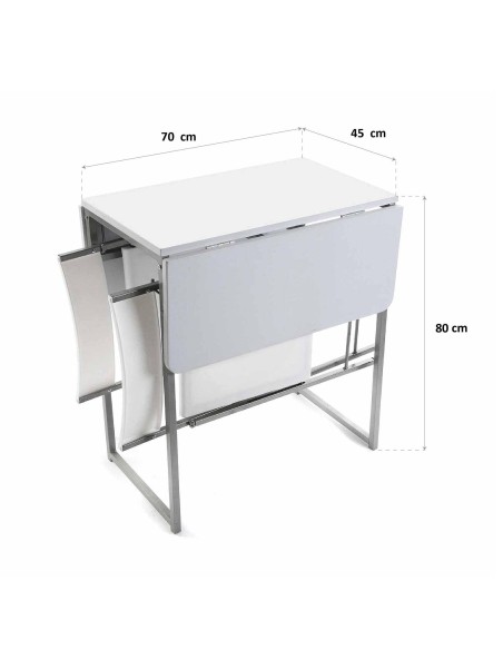 Mesa blanca plegable con 2 sillas