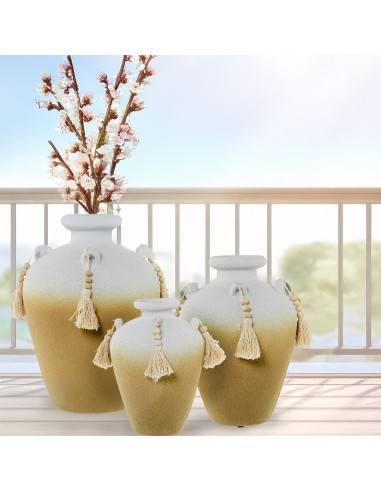 Jarrón cerámica blanco/tierra