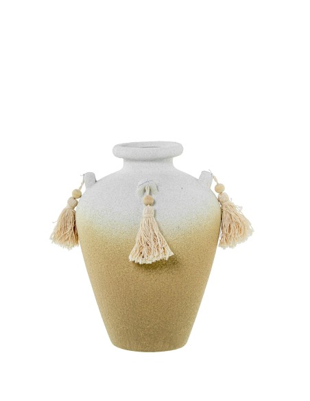 Jarrón cerámica blanco/tierra pequeño
