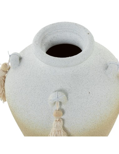 Jarrón cerámica blanco/tierra pequeño