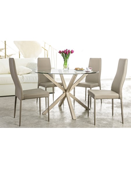 Mesa de comedor redonda patas metal