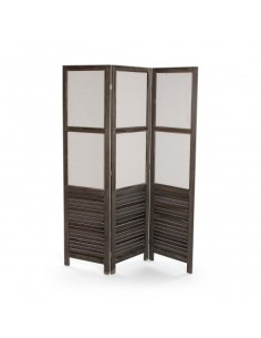 Biombo madera oscura ventanas opacas