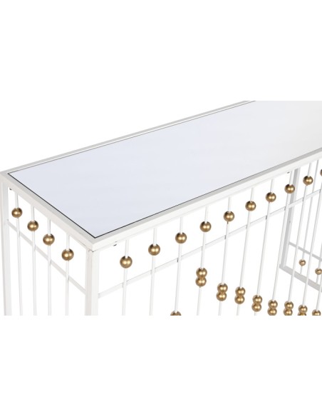 Consola metal espejo blanco