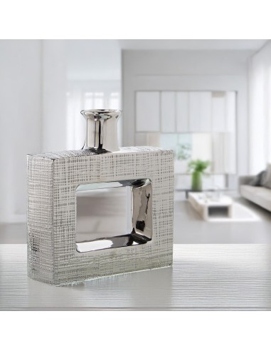 Jarrón cerámica plateada