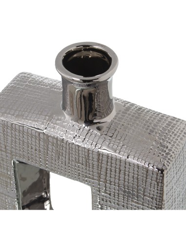 Jarrón cerámica plateada