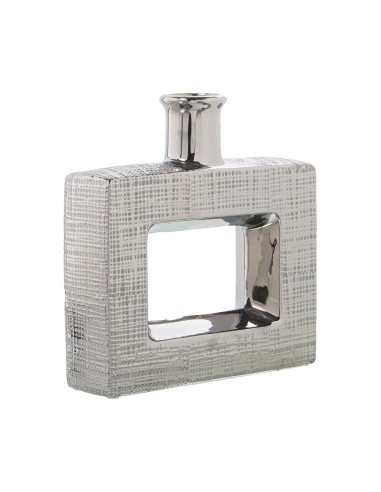 Jarrón cerámica plateada