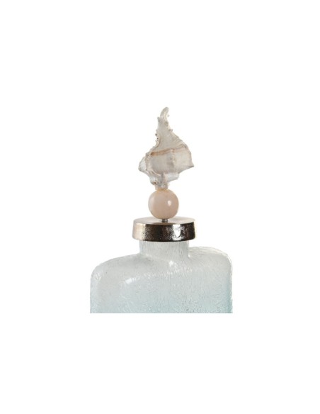 Jarrón Cristal y Aluminio Concha Azul