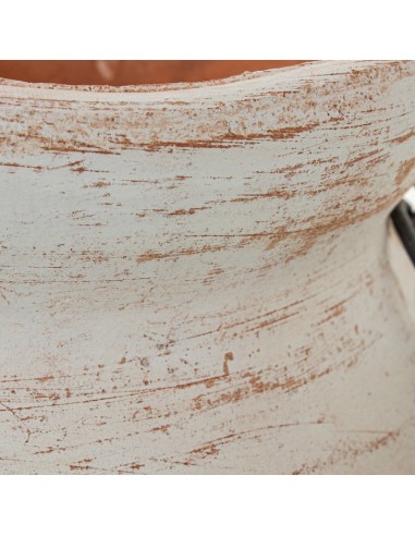Jarrón Cerámica Blanca aros Metal