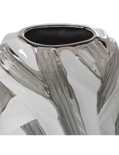 Jarrón Cerámica Blanca/plateada 16x7 2