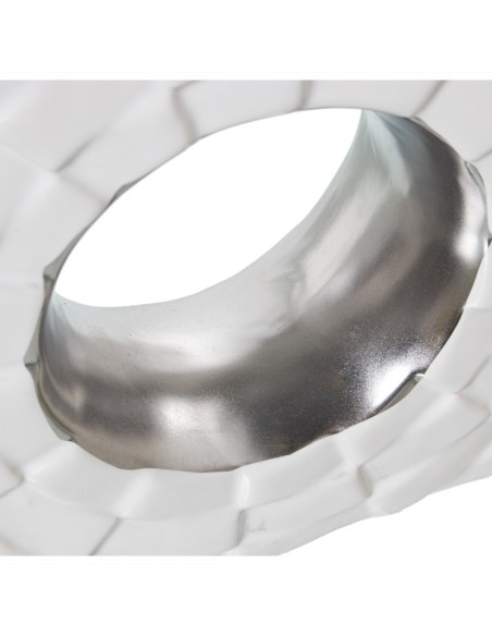 Jarrón Cerámica Plateada/blanca 20x7