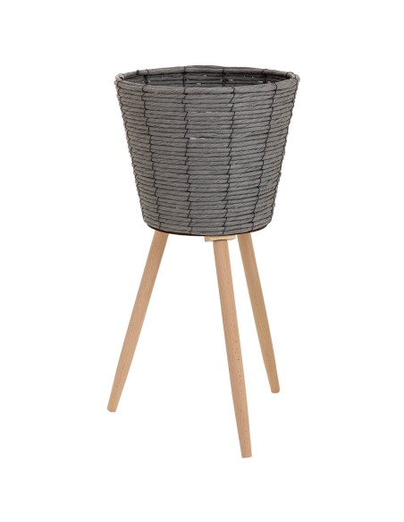 Macetero madera y cuerda gris Macetero madera y cuerda gris