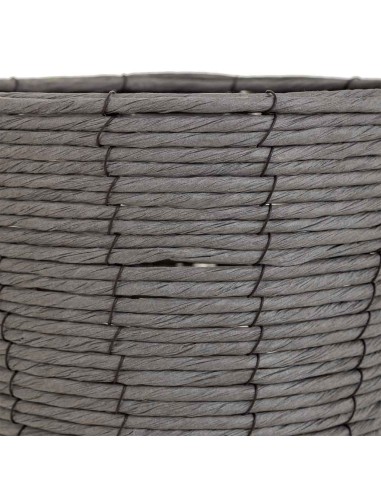 Macetero madera y cuerda gris