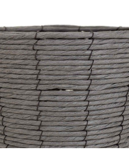 Macetero madera y cuerda gris