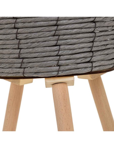 Macetero madera y cuerda gris